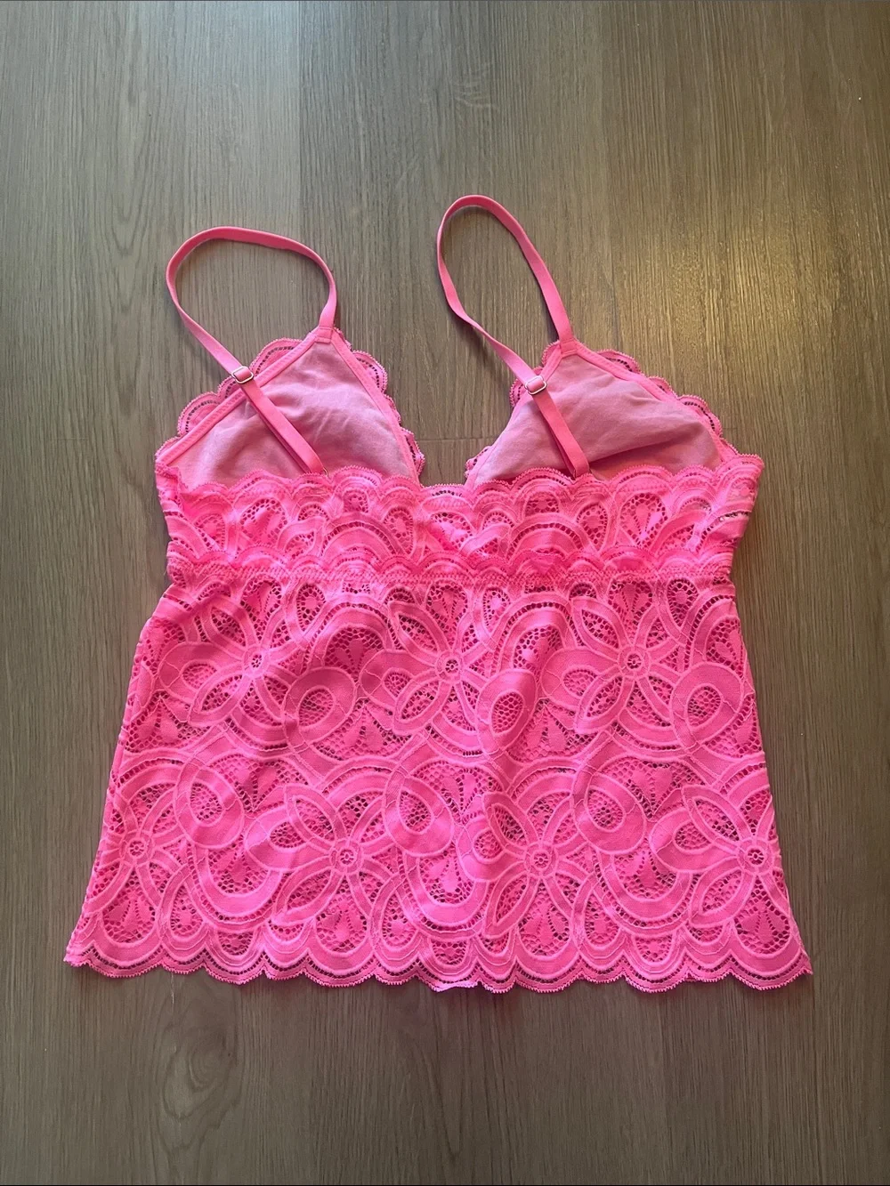 Lace Cami Bralette Tank Show Off Pink